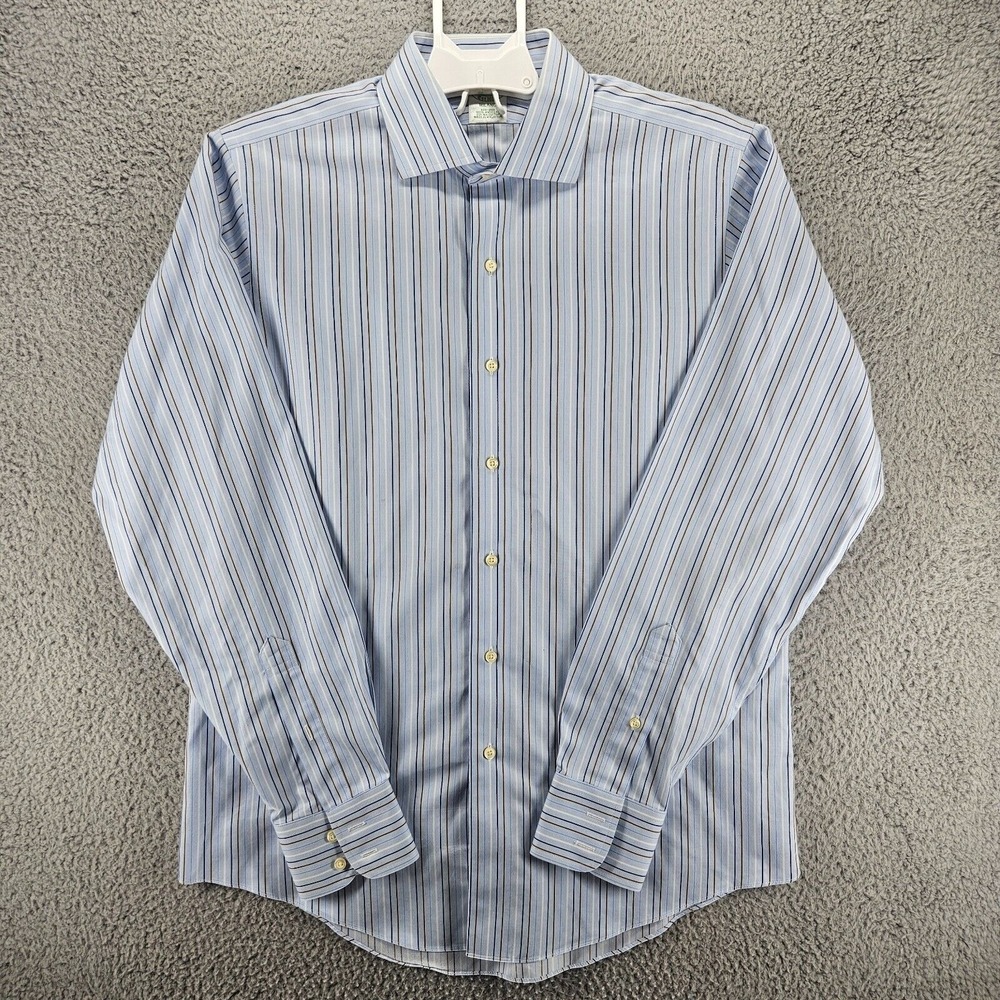 Brooks Brothers 1818 Men's Milano Blue Striped Dress‎ Shirt Sz 16 - 36